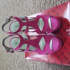 Guess pink suede heels